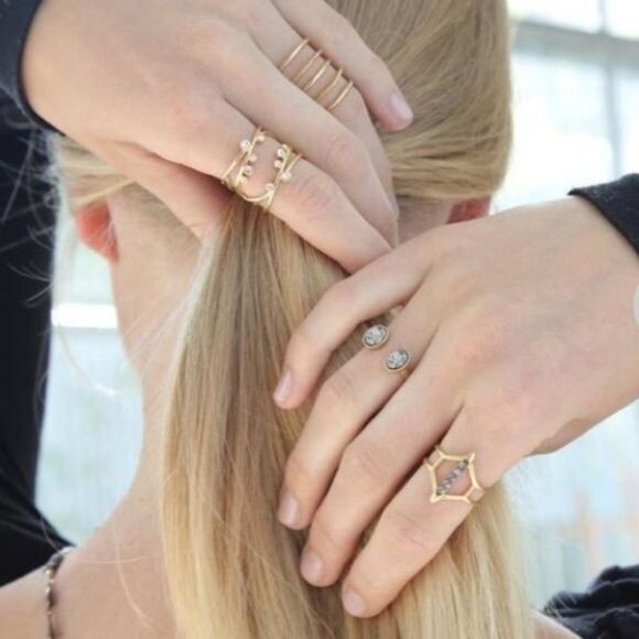 Stella & Dot Celestial Sparkle Ring - Gold - M/L (7-8) - Picture 4 of 6